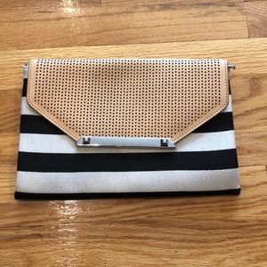 White & Black Striped Clutch